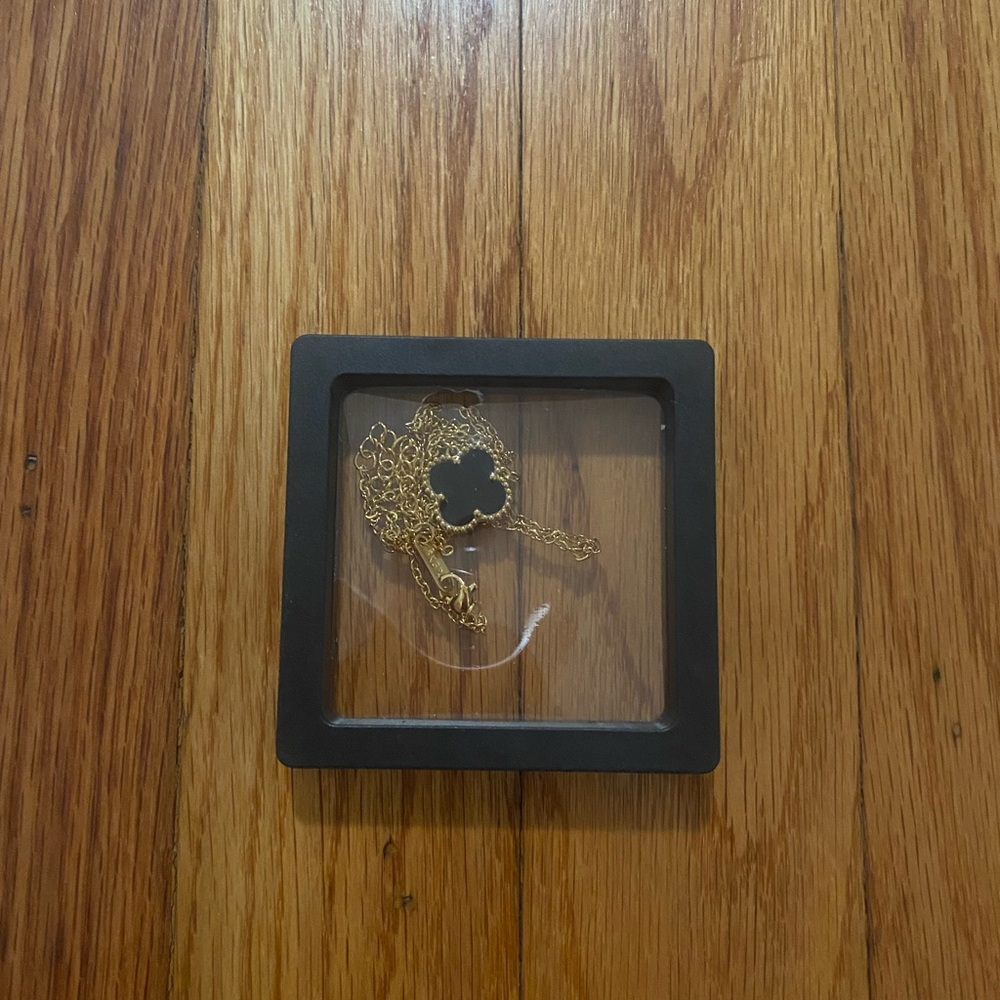 Gold and Black Clover Necklace